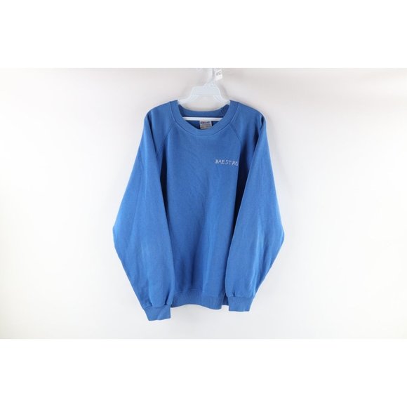Vintage Other - Vintage 80s Mens Size XL Music Maestro Spell Out Crewneck Sweatshirt Blue USA